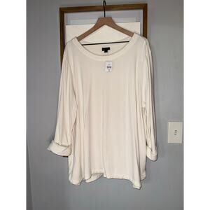 J Jill Shirt Women 3x Off White Lux Ribbed Cuffed nwt